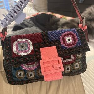 vintage fendi beaded baguette
